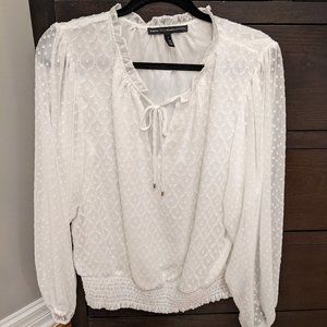 WHBM Sheer Sleeve Blouse